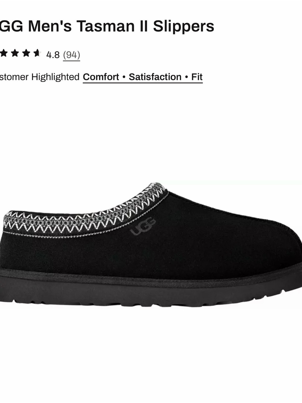 UGG Men's Tasman II Slippers in Black